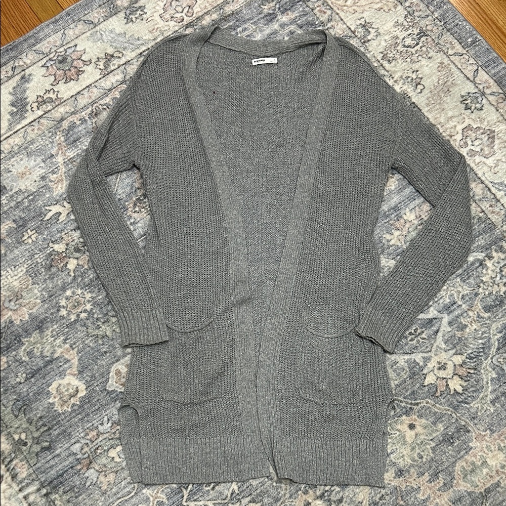 Sonoma Women's Gray Open-Front Cardigan
